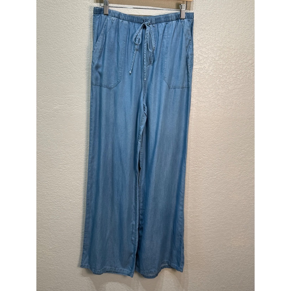 Light Blue Wide-Leg Drawstring Pants